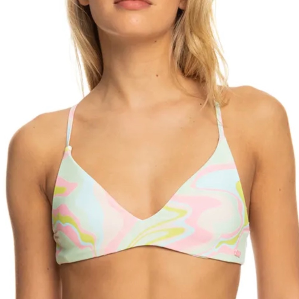 Roxy Pastel Tropics Hype Ambrosia Swirl Bikini Top Reversible